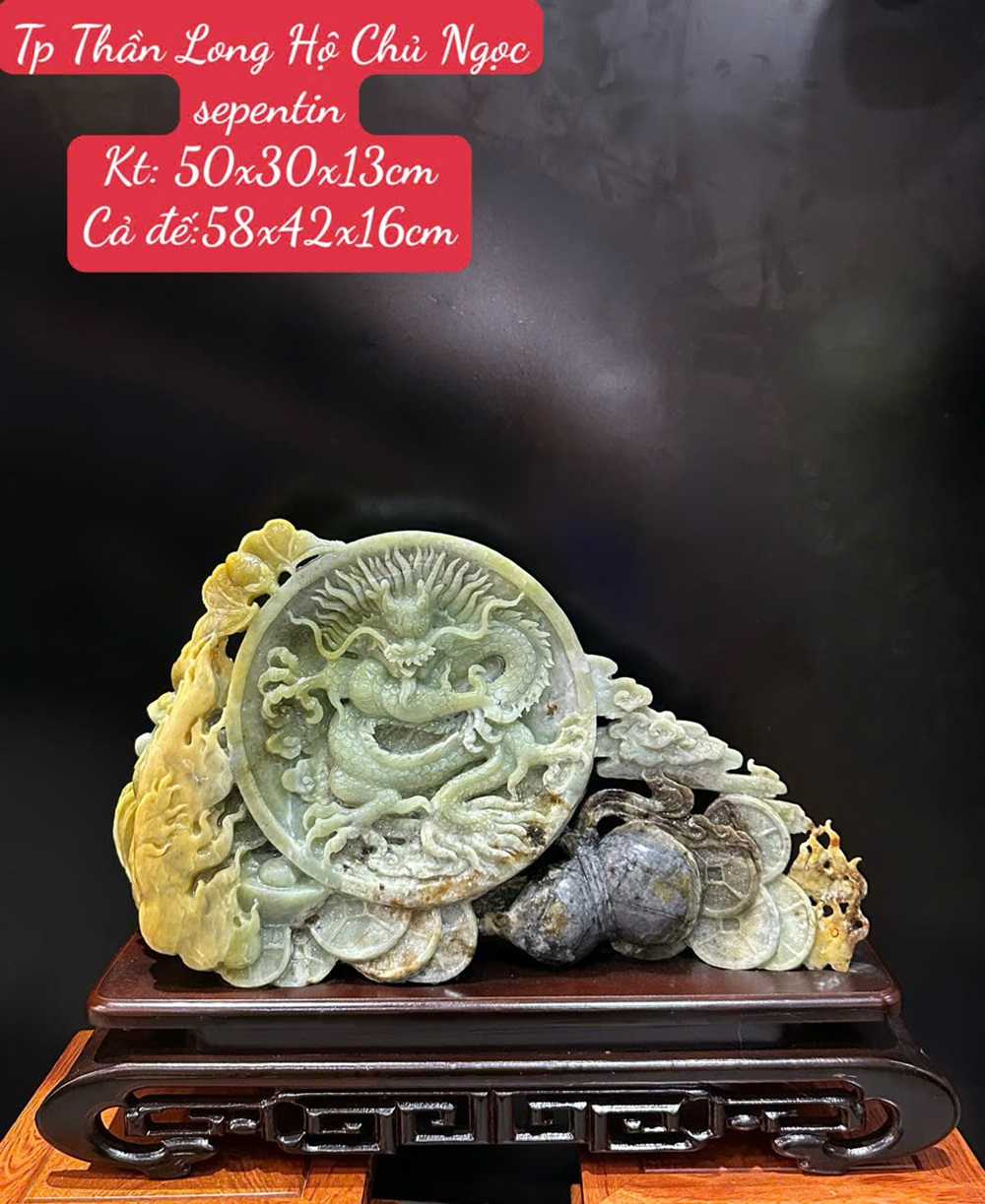 Thần Long Hộ Chủ Ngọc Serpentine (Kèm giấy kiểm đinh)