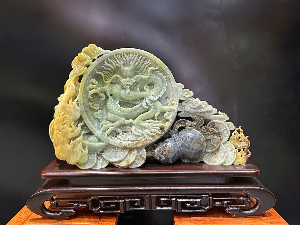 Thần Long Hộ Chủ Ngọc Serpentine (Kèm giấy kiểm đinh)