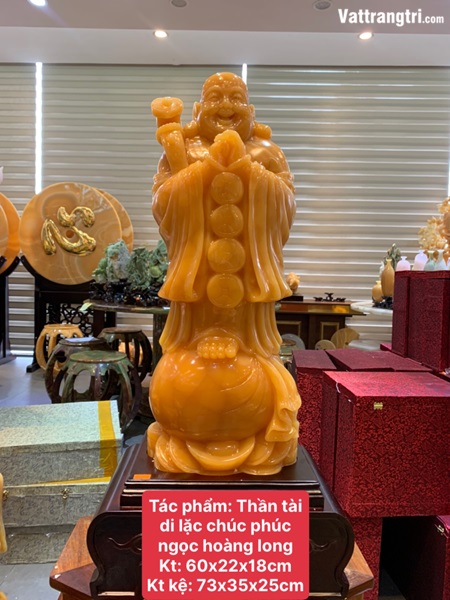 Thần tài di lặc chúc phúc ngọc hoàng long 73cm