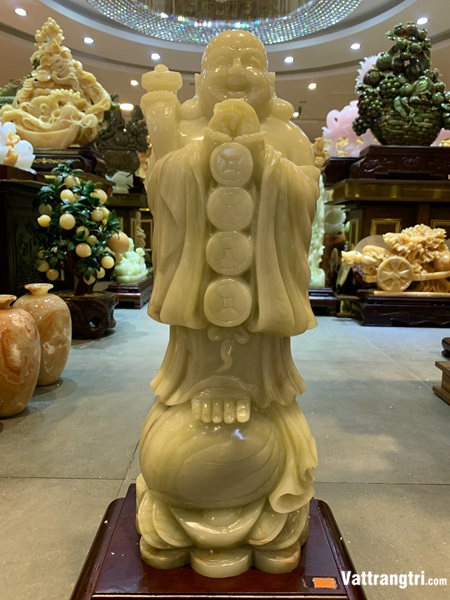 Thần tài di lặc chúc phúc ngọc onyx 76cm