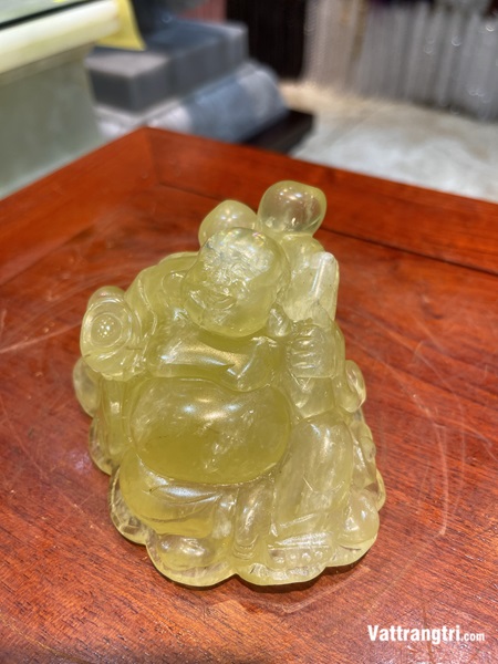Thần tài di lặc đá quý thạch anh vàng 12cm