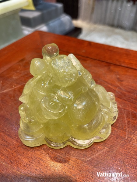 Thần tài di lặc đá quý thạch anh vàng 12cm