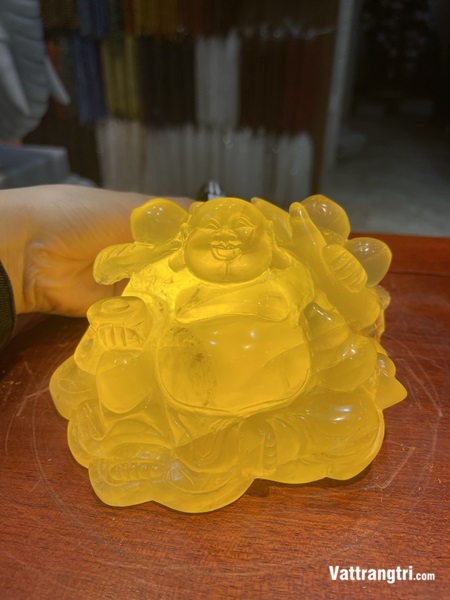 Thần tài di lặc đá quý thạch anh vàng 15cm