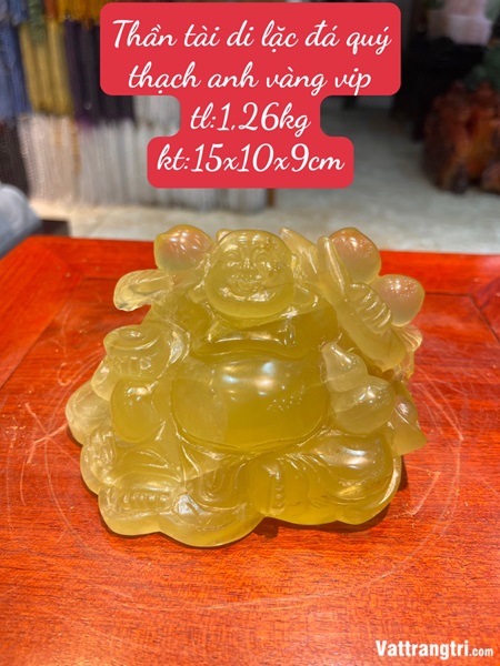 Thần tài di lặc đá quý thạch anh vàng 15cm