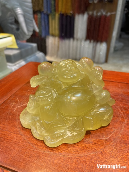 Thần tài di lặc đá quý thạch anh vàng 15cm