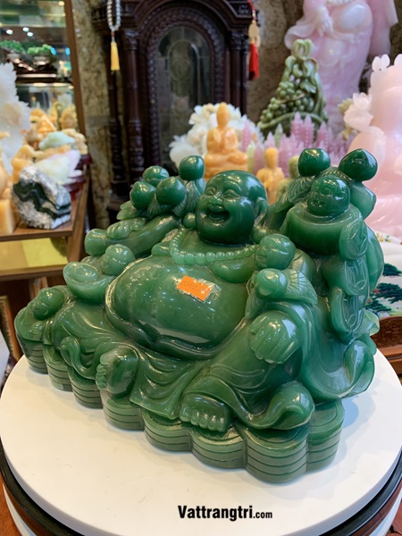 Thần tài di lặc đá quý thạch anh xanh 30cm