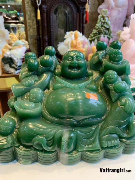 Thần tài di lặc đá quý thạch anh xanh 30cm