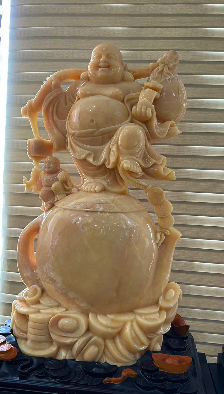 Thần Tài Di Lặc Đứng Hũ Tiền Ngọc Hoàng Long 202cm