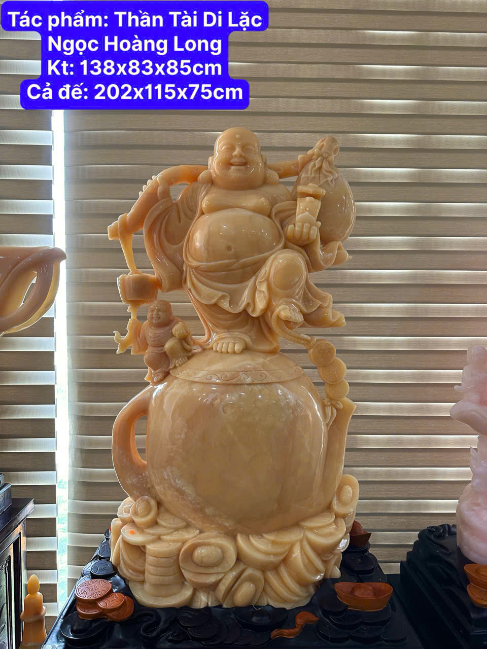 Thần Tài Di Lặc Đứng Hũ Tiền Ngọc Hoàng Long 202cm