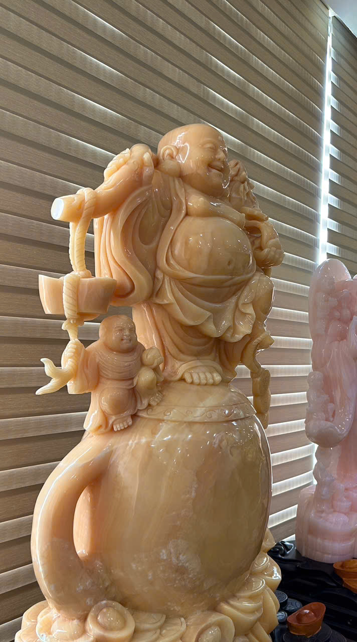 Thần Tài Di Lặc Đứng Hũ Tiền Ngọc Hoàng Long 202cm