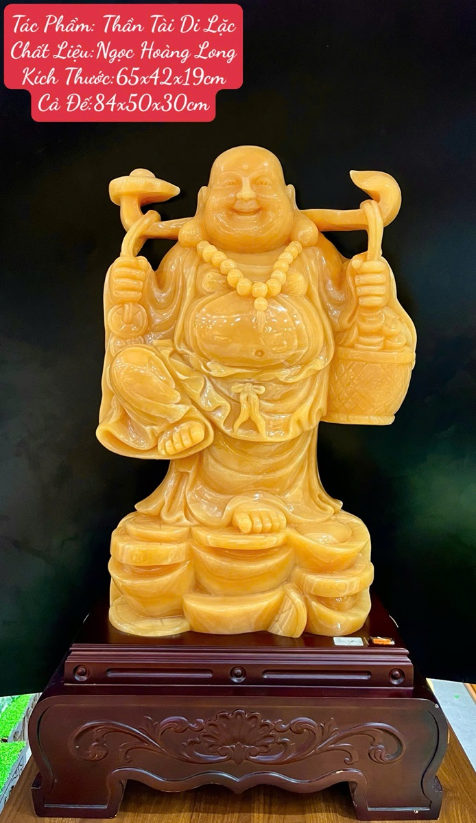 Thần Tài Di Lặc Gánh Tiền Ngọc Hoàng Long 84cm