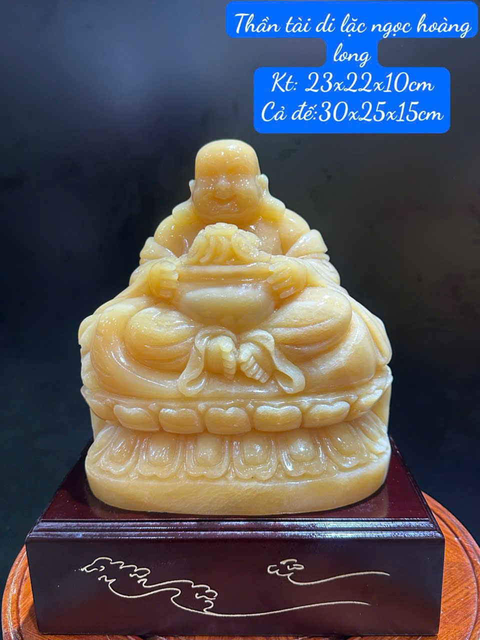 Thần tài di lặc tọa sen ngọc hoàng long 30cm