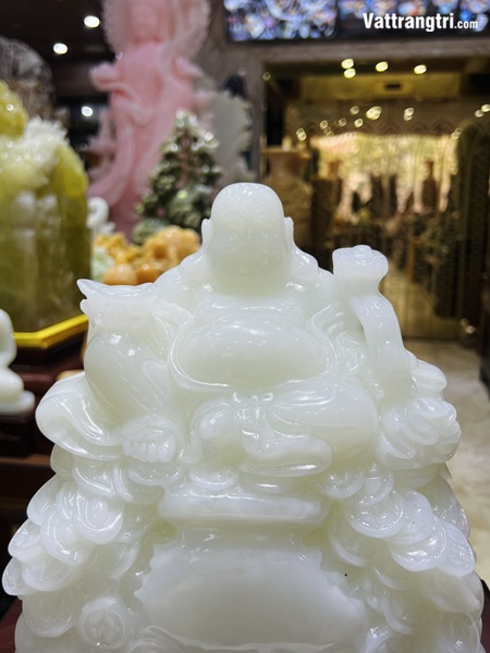 Thần Tài Di Lặc Ngọc onyx trắng 25cm