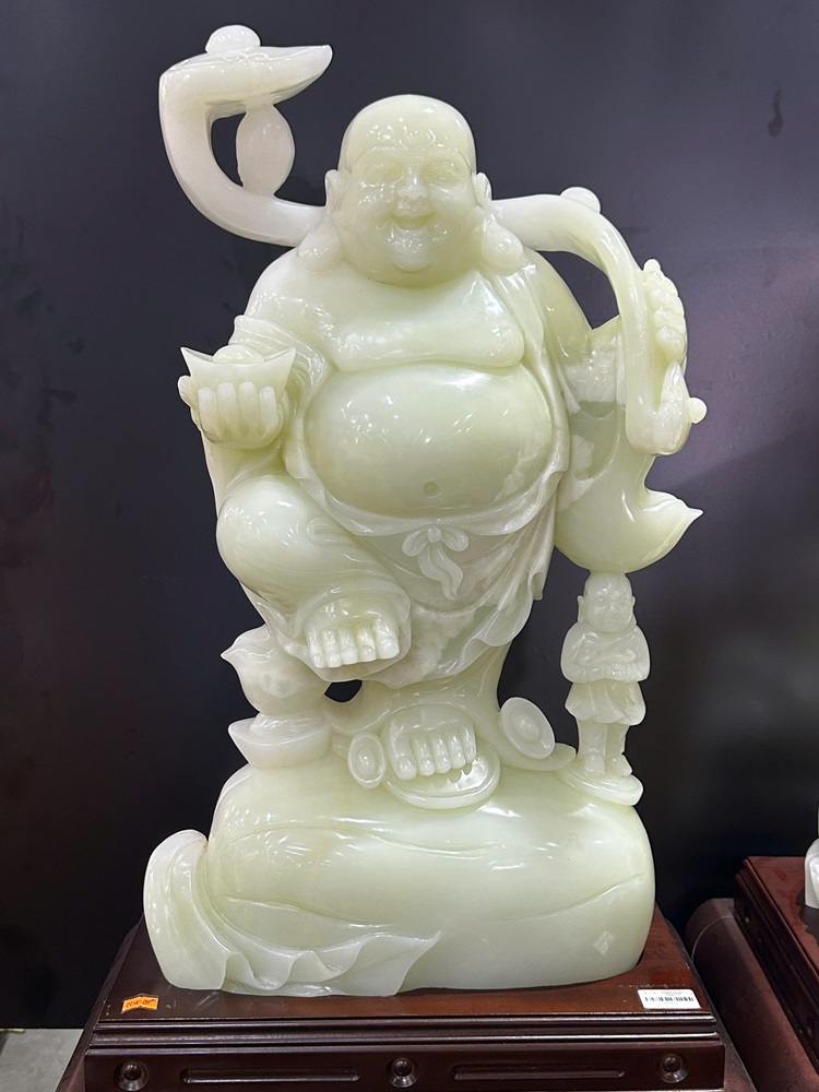 Thần tài di lặc ngọc onyx xanh 60cm