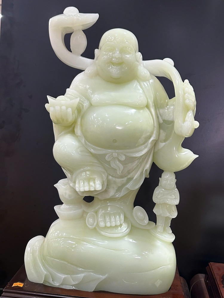 Thần tài di lặc ngọc onyx xanh 60cm