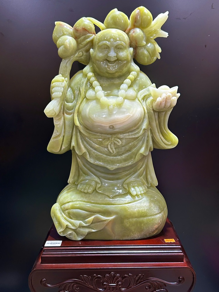 Thần tài di lặc ngọc onyx xanh 65cm