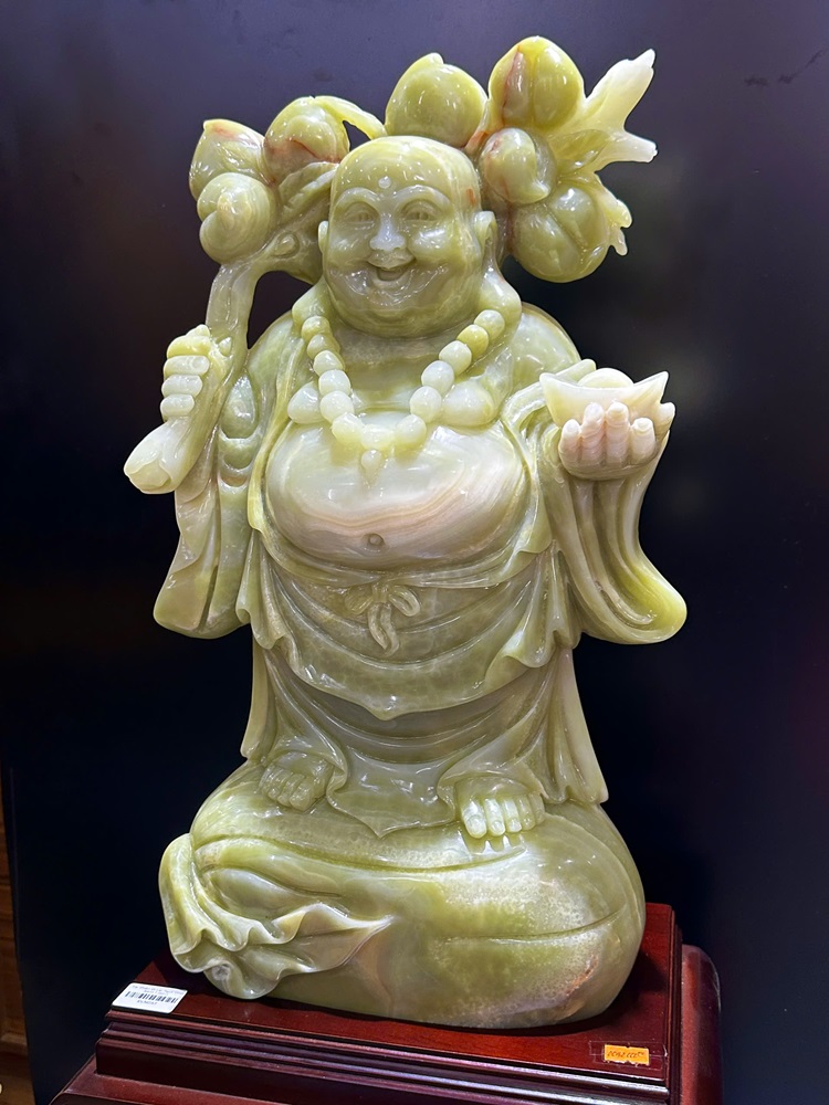 Thần tài di lặc ngọc onyx xanh 65cm