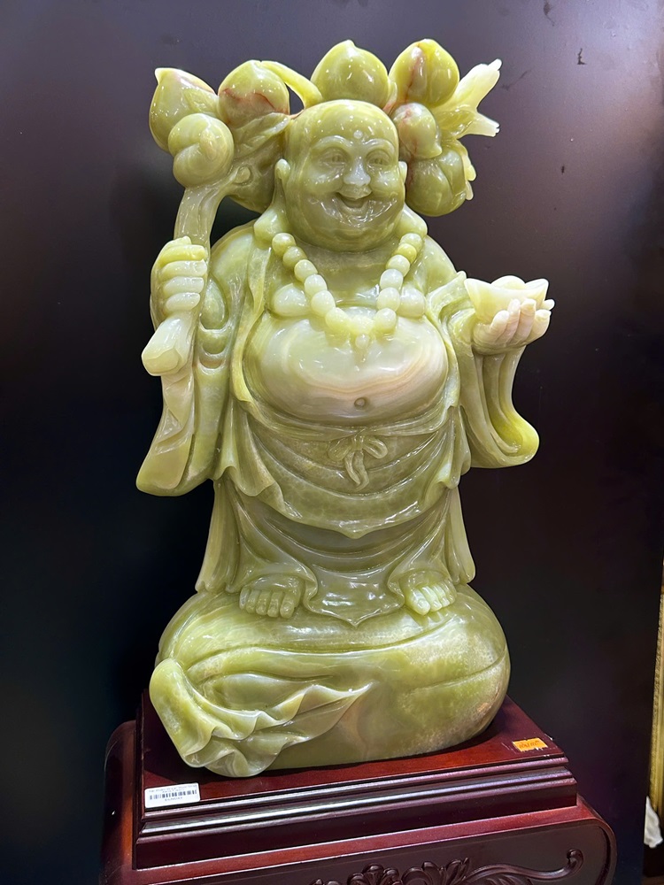 Thần tài di lặc ngọc onyx xanh 65cm