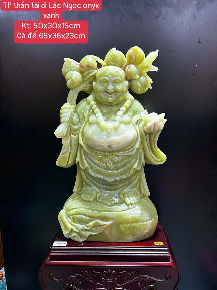 Thần tài di lặc ngọc onyx xanh 65cm