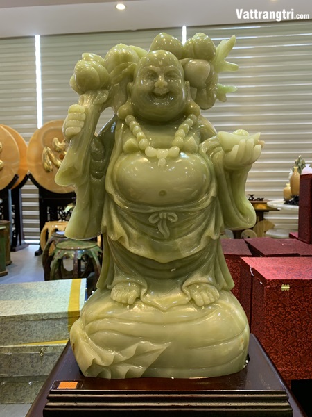 Thần tài di lặc ngọc onyx xanh 66cm