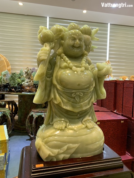 Thần tài di lặc ngọc onyx xanh 66cm