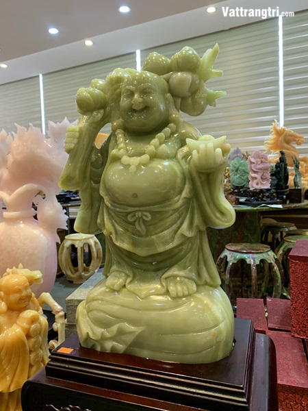 Thần tài di lặc ngọc onyx xanh 66cm