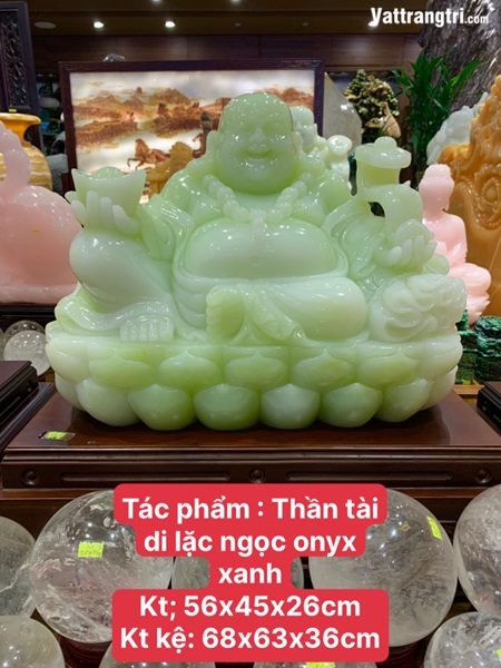 Thần tài di lặc ngọc onyx xanh 68cm