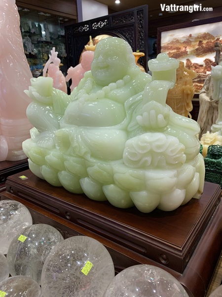 Thần tài di lặc ngọc onyx xanh 68cm