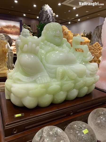 Thần tài di lặc ngọc onyx xanh 68cm