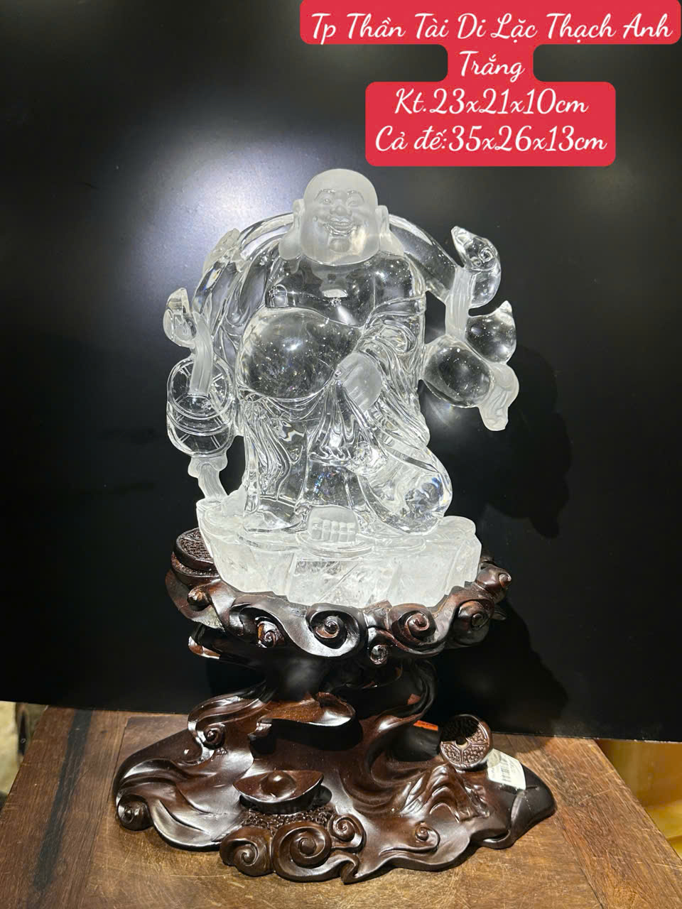 Thần Tài Di Lặc Thạch Anh Trắng 35cm