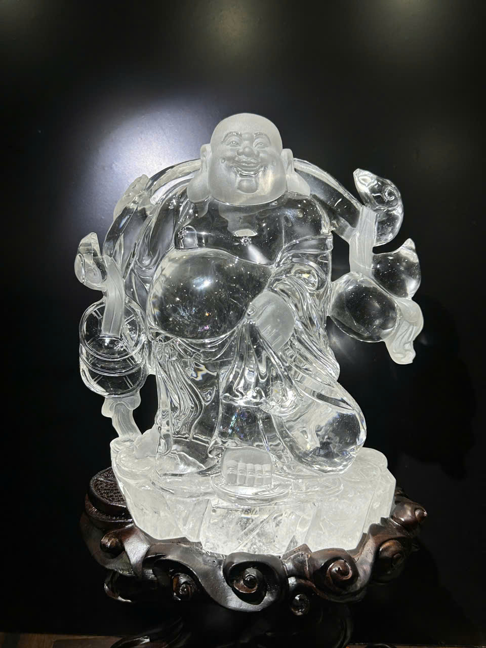 Thần Tài Di Lặc Thạch Anh Trắng 35cm