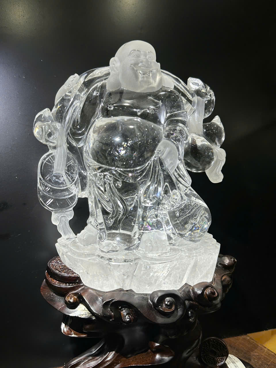Thần Tài Di Lặc Thạch Anh Trắng 35cm