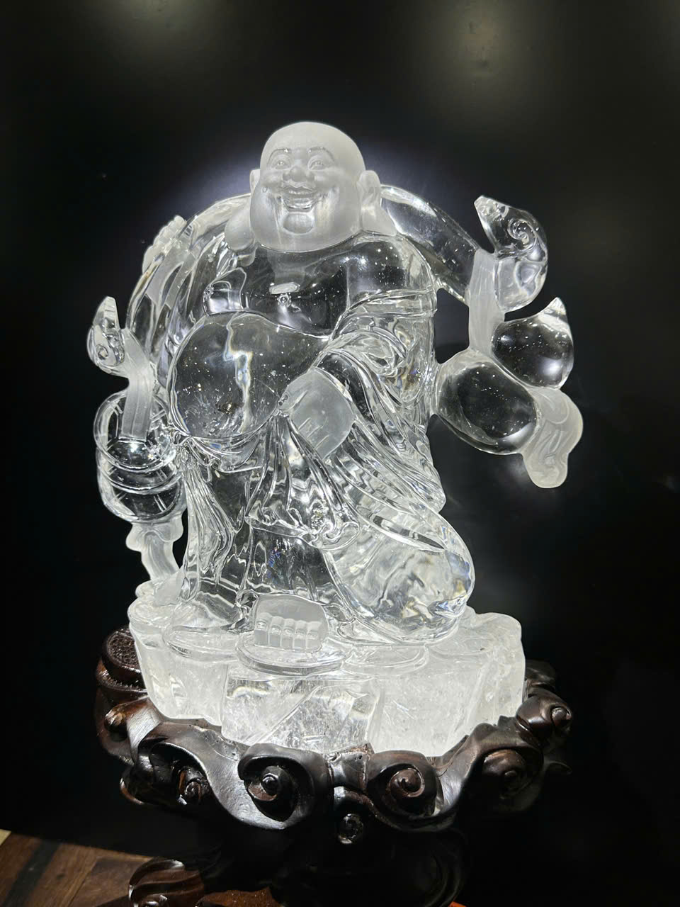 Thần Tài Di Lặc Thạch Anh Trắng 35cm