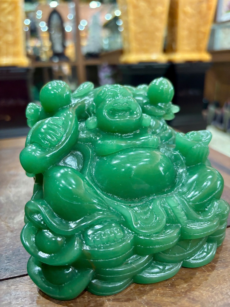 Thần Tài Di Lặc Thạch Anh Xanh 12cm