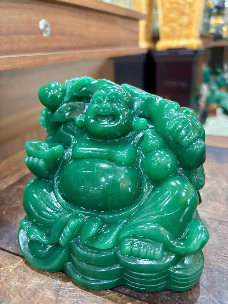 Thần Tài Di Lặc Thạch Anh Xanh 14cm