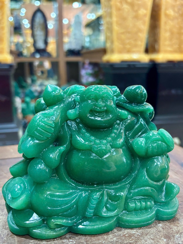 Thần Tài Di Lặc Thạch Anh Xanh 16cm