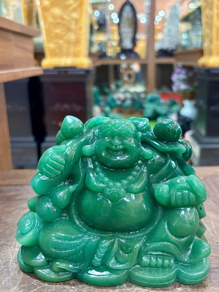 Thần Tài Di Lặc Thạch Anh Xanh 16cm