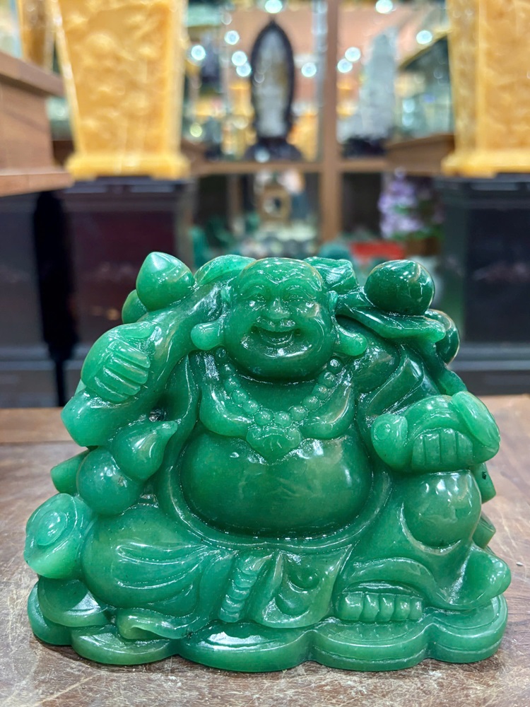 Thần Tài Di Lặc Thạch Anh Xanh 16cm