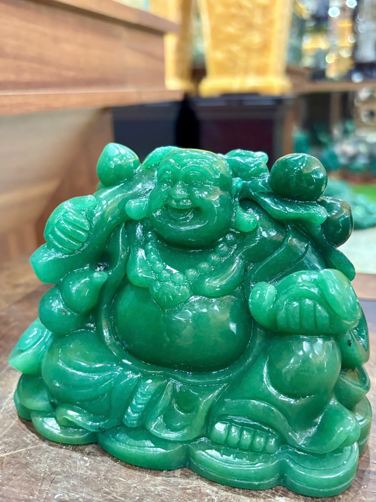 Thần Tài Di Lặc Thạch Anh Xanh 16cm