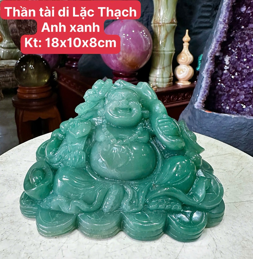 Thần tài di lặc thạch anh xanh 18cm