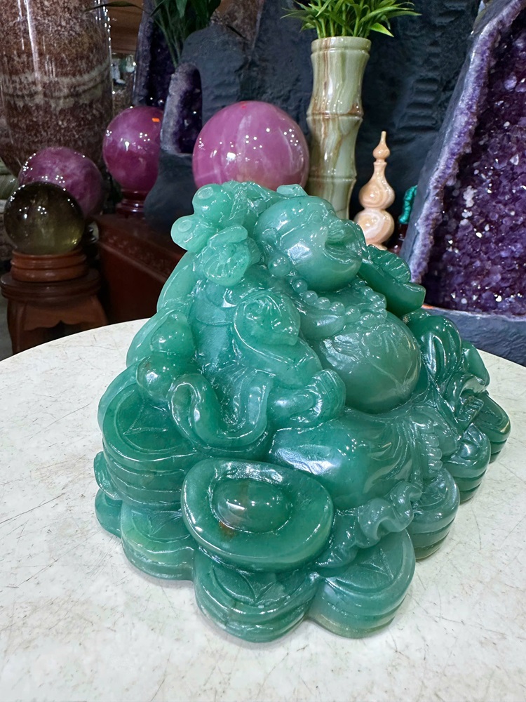 Thần tài di lặc thạch anh xanh 18cm
