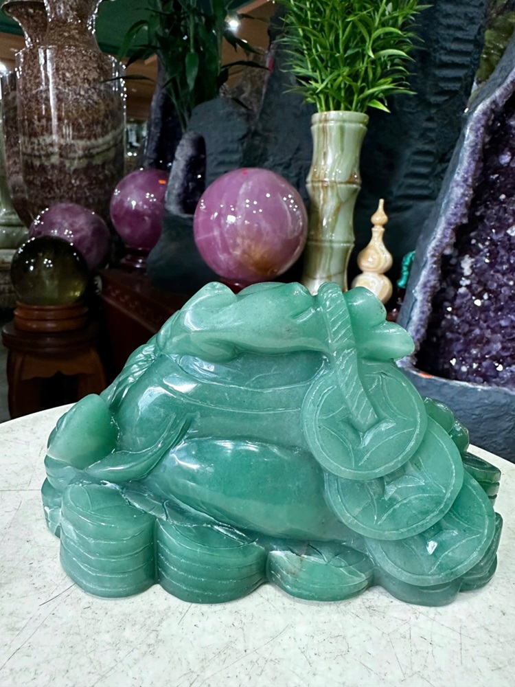 Thần tài di lặc thạch anh xanh 18cm