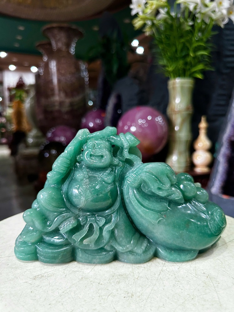 Thần tài di lặc thạch anh xanh 22cm