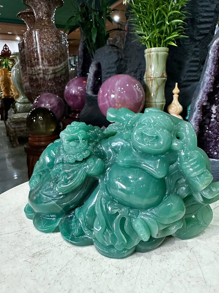 Thần tài di lặc thạch anh xanh 22cm