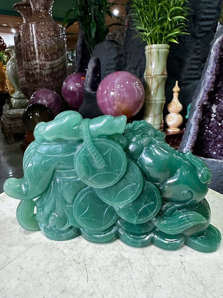 Thần tài di lặc thạch anh xanh 22cm