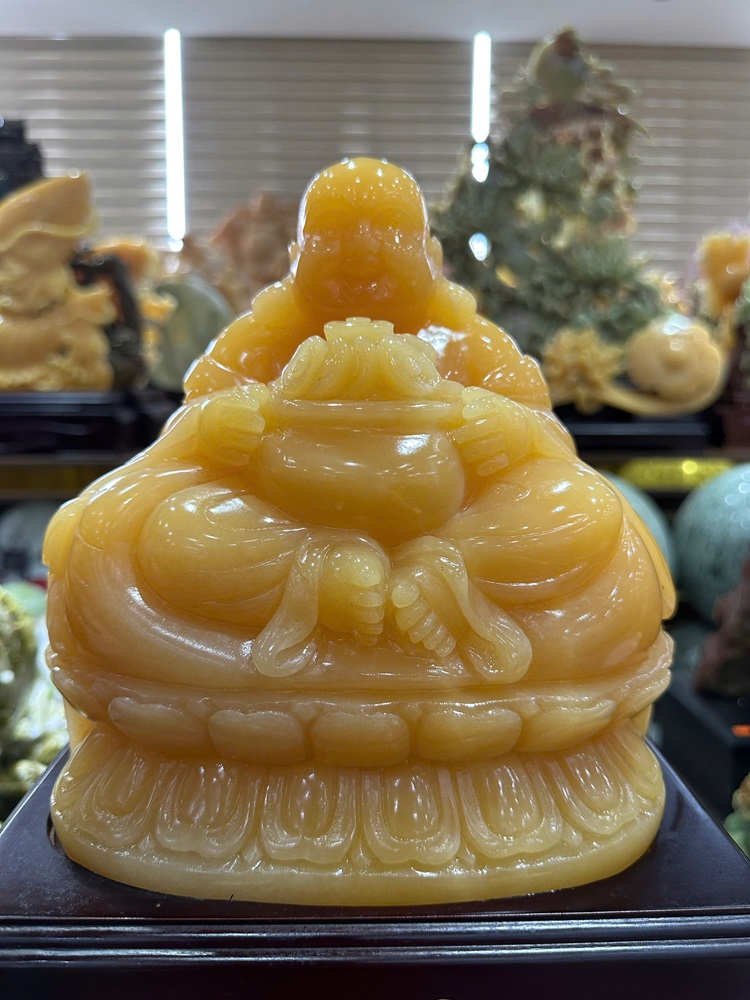 Thần tài di lặc thiền sài sen ngọc hoàng long 30cm