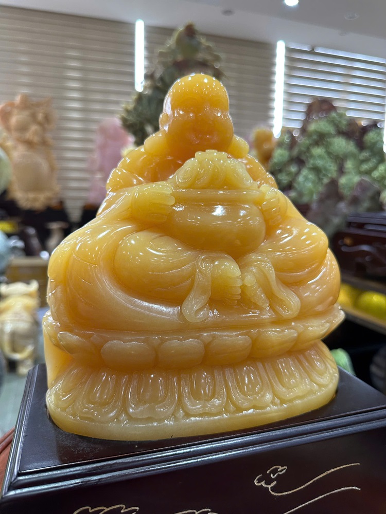 Thần tài di lặc thiền sài sen ngọc hoàng long 30cm