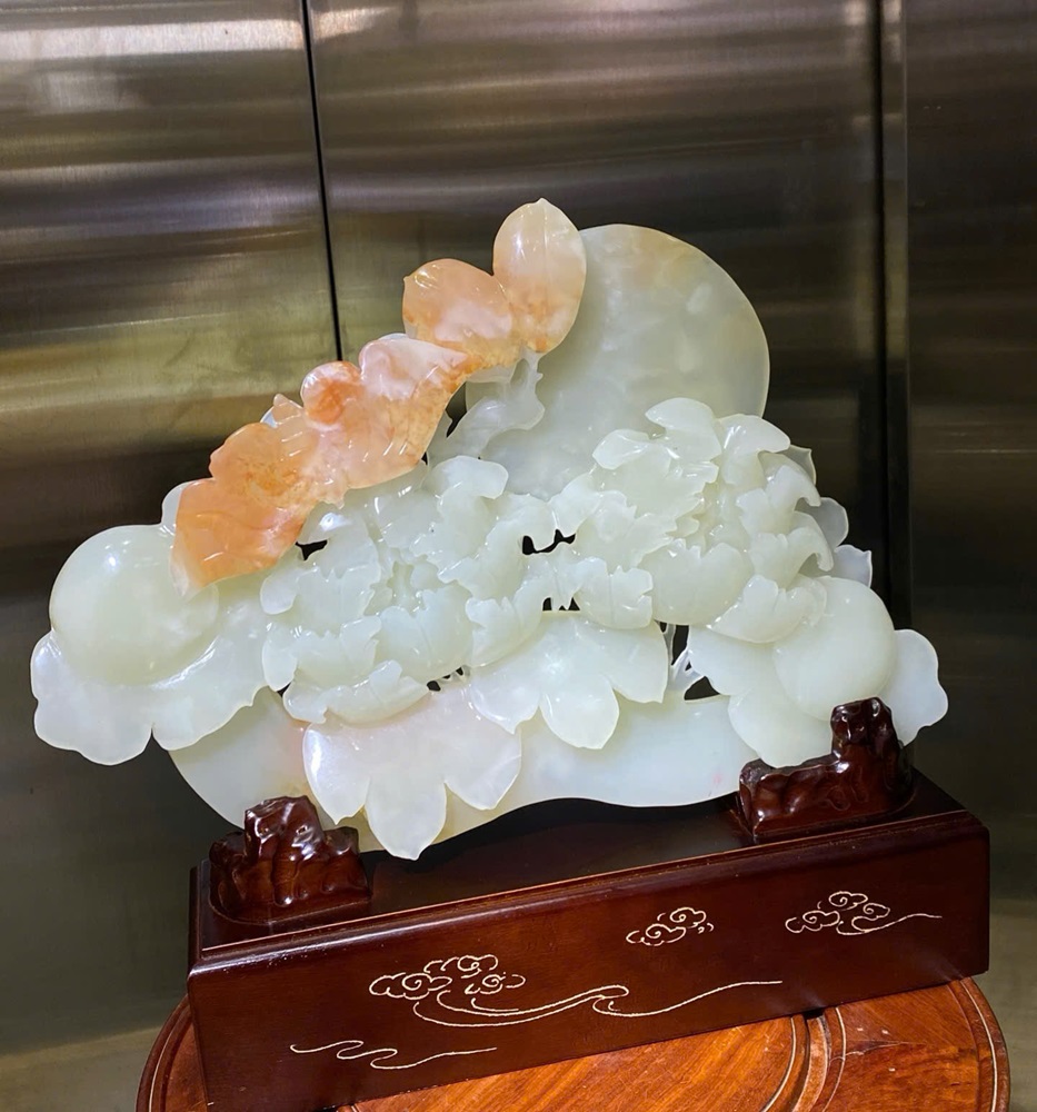 Thanh gậy mẫu đơn như ý ngọc onyx 38x27cm