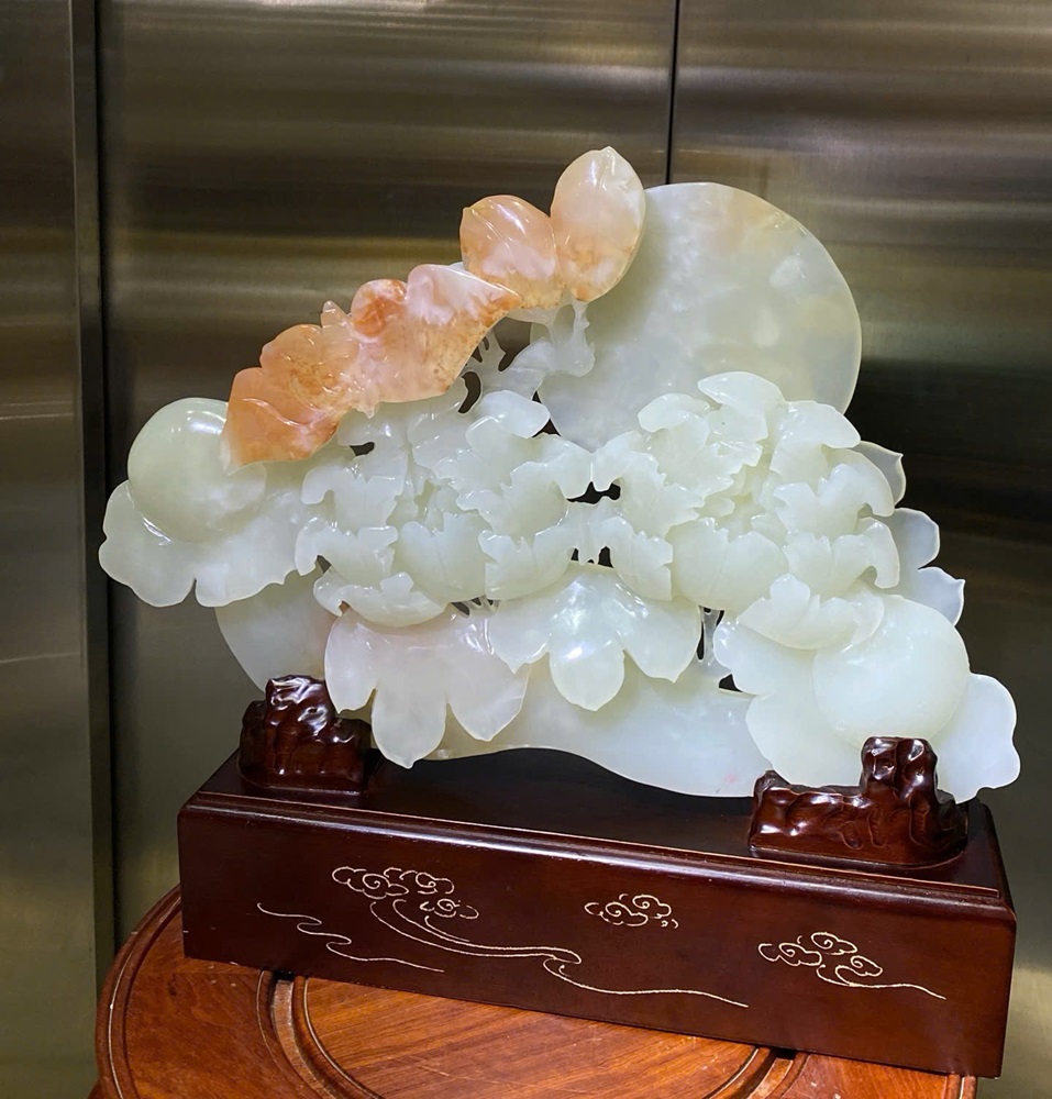 Thanh gậy mẫu đơn như ý ngọc onyx 38x27cm