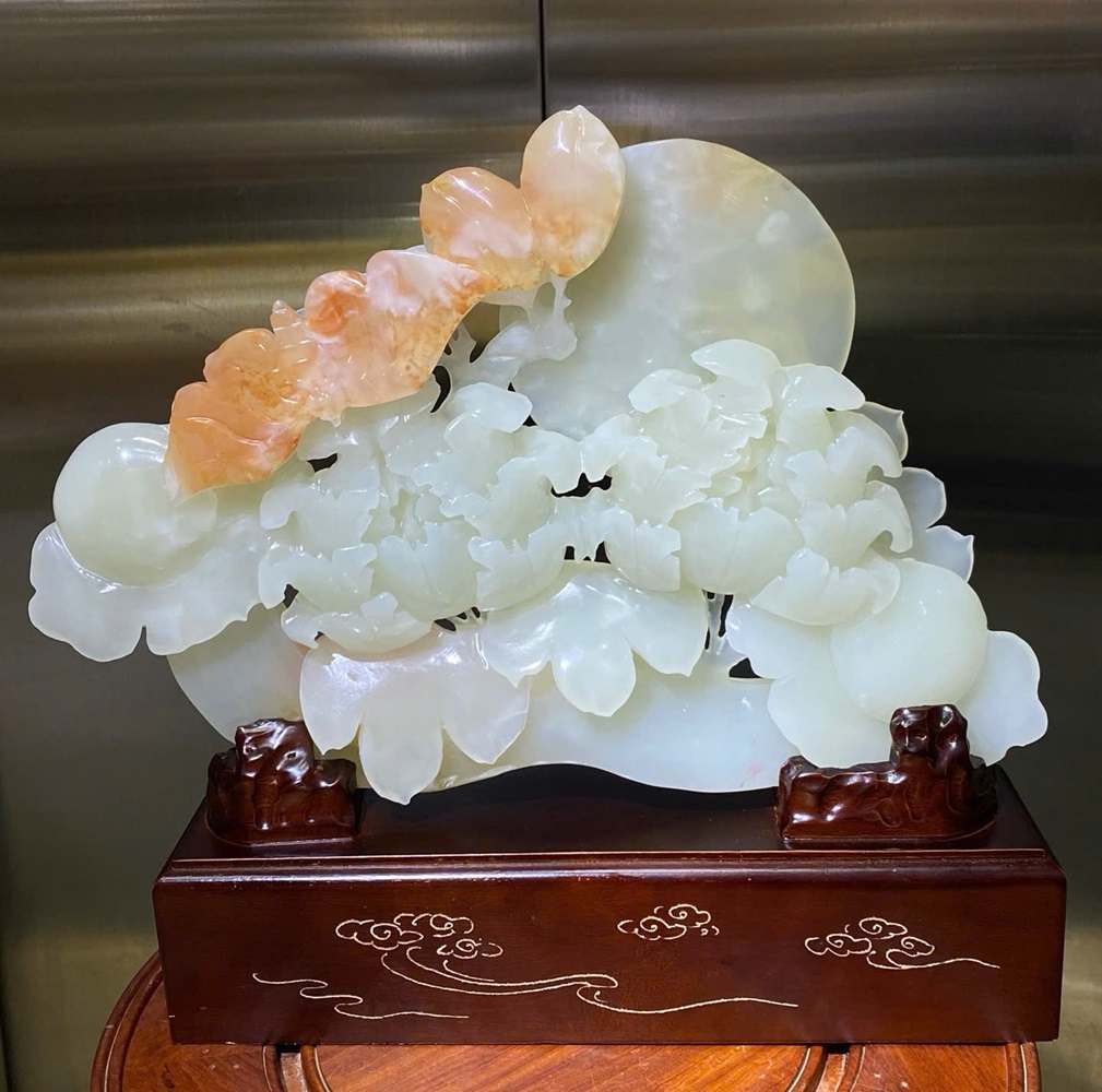 Thanh gậy mẫu đơn như ý ngọc onyx 38x27cm